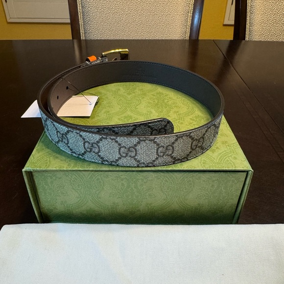 New Gucci Bamboo GG Supreme Logo Belt Size 28 / 70 cm Fits a Waist 26 - 30 - Picture 6 of 12
